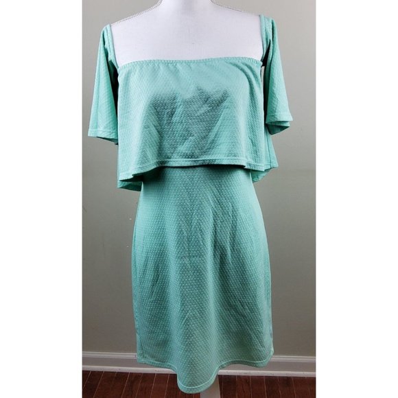 Anthropologie Hutch Off Shoulder Dress Green Size M - Picture 2 of 5
